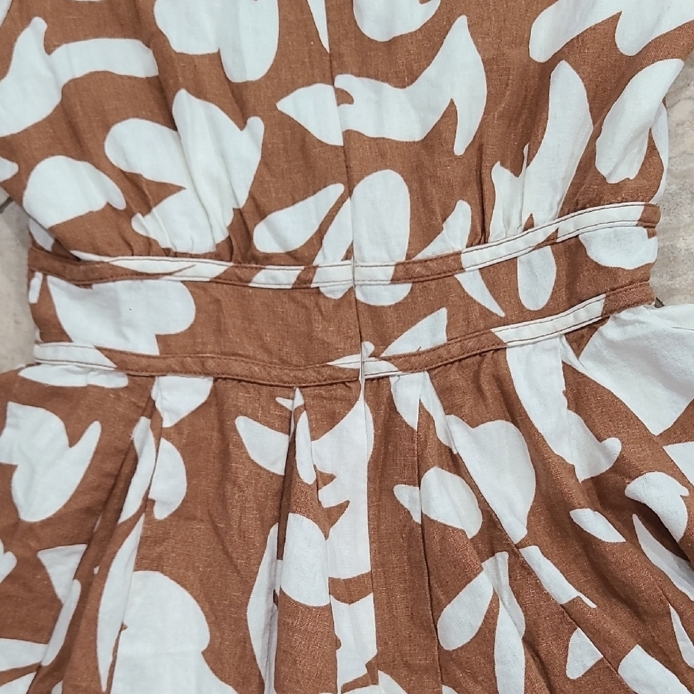 House of Harlow 1960 Brown & White Floral Puff-Sleeve Dress for Women - Picture 15 of 16